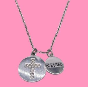 Cross with Blessed Script  Pendants on Gold Vermeil Chain